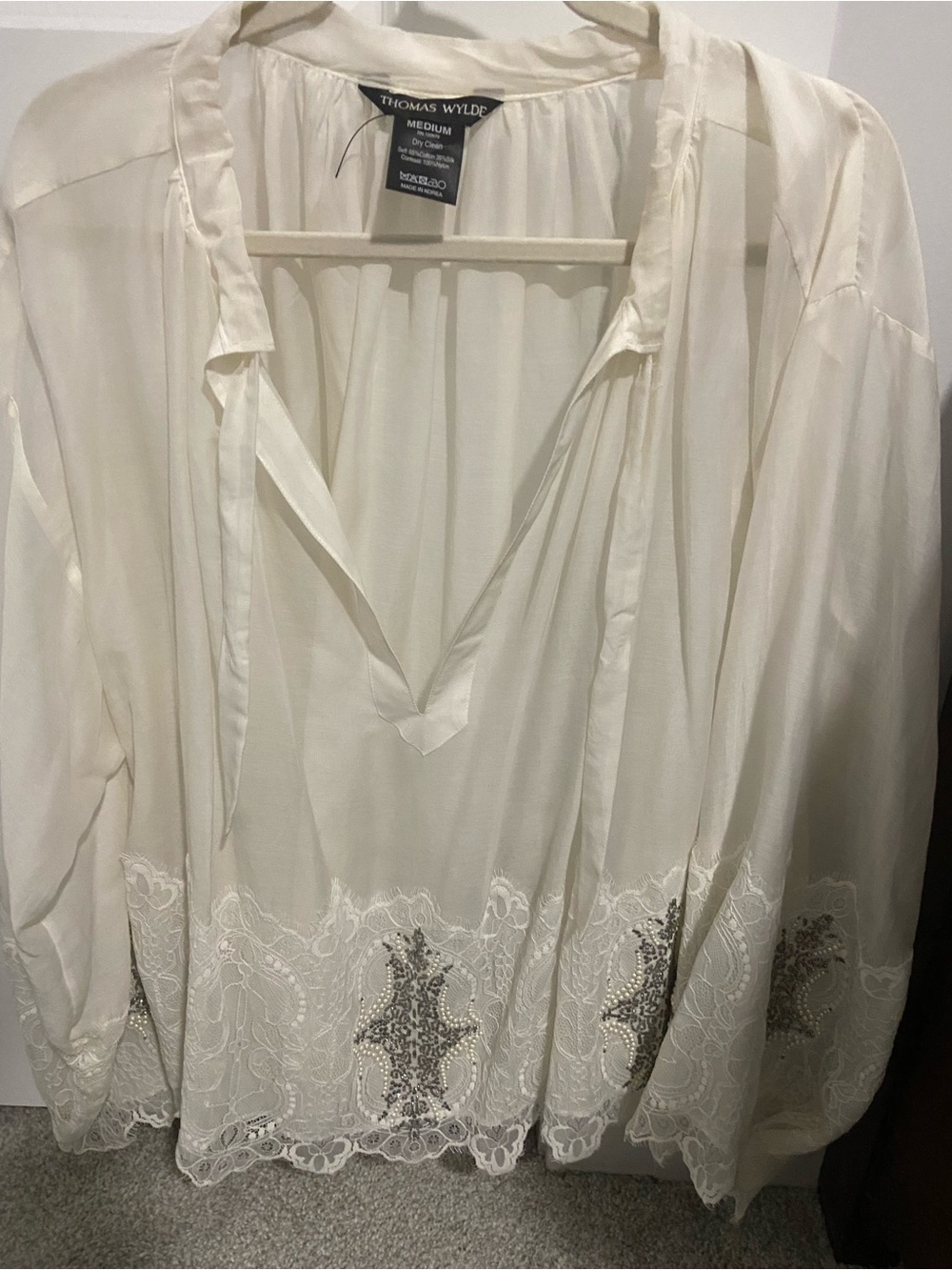 Thomas Wylde Cream Embroidered Boho Wall Textile